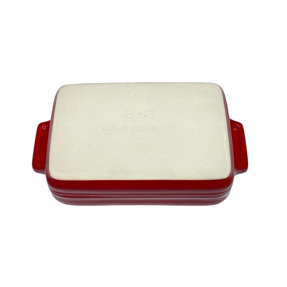 Le Creuset Red Stoneware Rectangle Baking Dish Bakeware Casserole 7"x5” - Picture 3 of 6